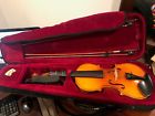 3-4mv400 Mendini Ebony Fitted Solid Wood Violin With Hard Case Used