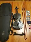 4-4cvn-black Cecilio Ebony Fitted Solidwood Violin Metallic Black Extra Strings