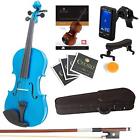 4-4mv-blue Sr Tn7 Fb1 Mendini New Full Size Solid Wood Violin Metallic Blue