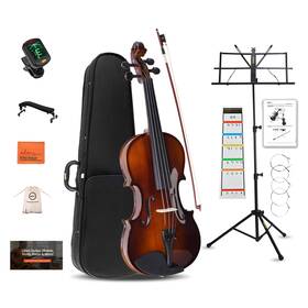 Adm Vls10-44-parent Acoustic Violin For Beginner 4/4 Full Size Set Solid Wood Ebony Ad