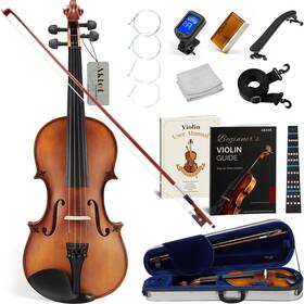 Aklot 750108852734 Handcrafted Full Size Violin Solid Wood Matte Fiddle Acoustic Beginner 4/4
