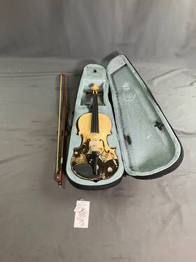Int-90448149-yo6t Aliyes 4/4 Full-size Violin Set - Natural Wood With Bow Hard Case And Extra St