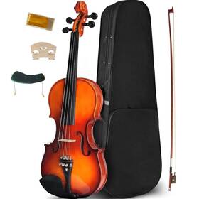 Bewinfy Wv-01 Quality Solid Wood Violin For Beginners - Full Size 4/4 Fiddle Outfit With Ha