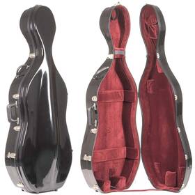 Bobelock 843608018295 2002 Slim Black Fiberglass 4/4 Cello Case