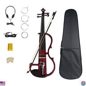 Brand Ennbom B08k7d5m72 4/4 Electric Violin Set - Elegant Wine Red Silent For Beginners