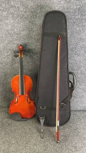 Mv001 Caraya Pro-beginner Wooden Violin With Deluxe Foam Case And Bow In Brown
