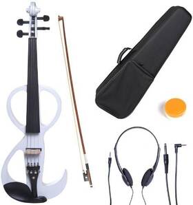 Cecilio 4/4cevn-3w Solid Wood Pearl Electric Violin With Ebony Fittings - White