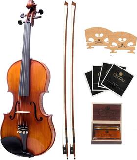Cecilio 847848002342 4/4 Hand-carved Solid Maple Spruce Ebony Fittings Violin With Case Pearl
