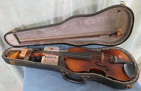 Cremonenfis Faciebat 6573 Vintage Copy Antonius Stradivarius Cremonensis Anno Violin With Bow And More