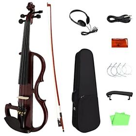 Diorrin Full Size Electric Violin Set 4/4 Solid Wood Silent Fiddle