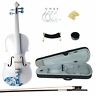 Ds005  Kinglos White Colored Ebony Fitted Solid Wood Violin 701056576609