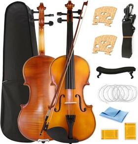 Eavnbaek 763011516488 1/2 Violin Set Solid Wood Fiddle For Adults Student Beginners Professionals Wi