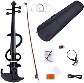 Electronic Violin Mirio Black Full Size 4/4 Vintage Solid Wood Metallic