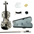 Hb1312 Kinglos Black White Skull Colored Ebony Fitted Solid Wood Violin