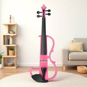 Jt-06601320 Juhomiee 4/4 Electric Violin Set For Beginners - Pink Strings Piano Finish
