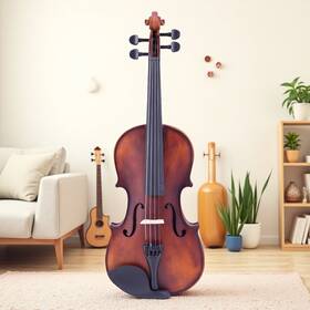 Jt-12533294 Juhomiee 4/4 Full Size Acoustic Violin Set - Tuner Rest Strings Antique Dark Matte