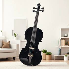 Jt-20688913 Juhomiee 4/4 Full Size Electric Violin Set With Eq - Basswood Tuner Rest Strings Black