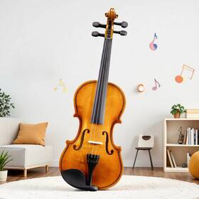 Jt-32345535 Juhomiee 3/4 Kids Acoustic Violin Set For Beginners - Strings Rest Mute Gloss Natural