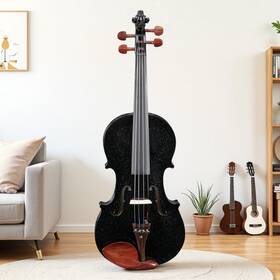 Juhomiee Jt-32902146 4/4 Full Size Acoustic Violin Set - Spruce Panel Rest Strings Tuner Black