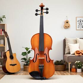 Juhomiee Jt-37026571 4/4 Solid Spruce Top Acoustic Beginner Violin Set - Shoulder Rest 2 Bows Tuner