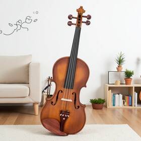 Juhomiee Jt-56821192 4/4 Full Size Acoustic Violin Set - Spruce Panel Rest Strings Tuner Natural