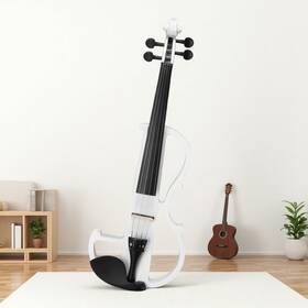 Jt-77978508 Juhomiee 4/4 Electric Violin Set For Beginners - White Strings Piano Finish