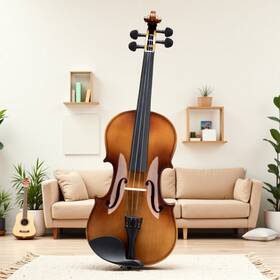 Juhomiee Jt-80667137 4/4 Solid Spruce Top Beginner Violin Set - Shoulder Rest 2 Bows Tuner Natural