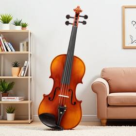 Jt-36532206 Jutoop 4/4 Acoustic Spruce Top Beginners Violin Set - Tuner Shoulder Rest Glossy