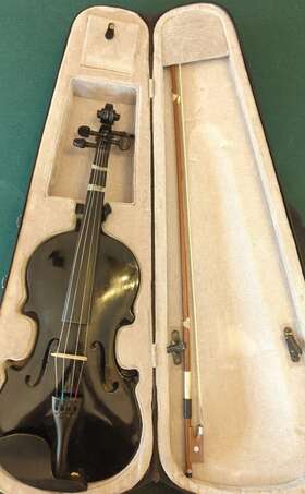 Jt-67620583 Jutoop 4/4 Full Size Black Acoustic Violin Set - Fiddle Case Bow Rosin Beginner