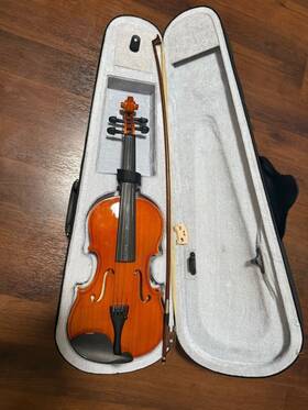 Kyty1009 Koreyosh 4/4 Full Size Acoustic Violin Set Case Bow Bridge Rosin Students Gift