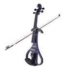 Las6122061244145bx Ammoon Full Size Solid Wood Electric Silent Violin Fiddle Ebony