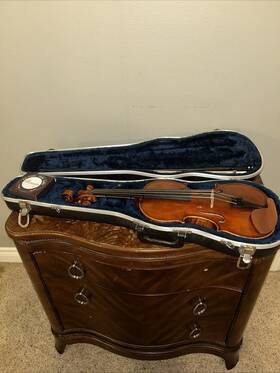Dr-10 Lisle Violin Full Size Set Glasser Ny Bow 6 Pack Rosin Case