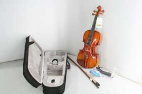 Mi3650 Lotkey 4/4 Full Size Violin Set Beginners Adults W Hard Case Shoulder Rest