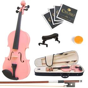 Mendini By Cecilio 1/4mv-pink Sr Violin With Hard Case Rosin And Bow For Kids Adults 1/4 - Pink