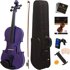 Mendini By Cecilio 796575718364 Violin - Size 4/4 Purple With Case Bow Extra Strings Tuner