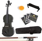 Mendini By Cecilio Solid Wood Violin With Extra Strings Hard Case Bow 3/4 Black