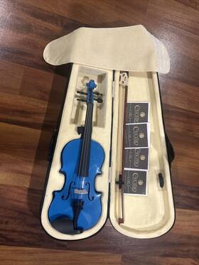 Mendini By Cecitio 563261909166 Blue 1/2 Full Size Acoustic Violin With Case Bow Beginner Set
