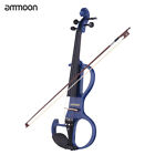 Noh0637445690076mk Ammoon Solid Wood Electric Silent Violin Ebony Fingerboard 613635255730