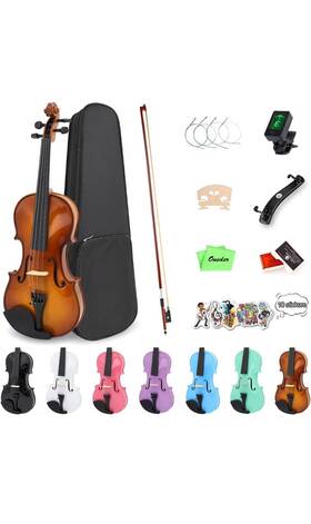 Ov100-pur44 Oneder 4/4 Rainbow Violin Set Full Size Fiddle For Adults Beginners With Hard Case