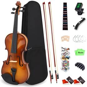 Ov100-van34 Oneder 3/4 Rainbow Violin Set Solidwood Fiddle For Beginners Students With Hard Case