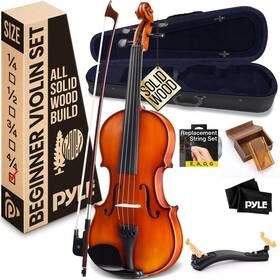 Pyle 068888042604 Solid Wood Violin Premium Spruce Top And Maple Side Construction 4/4 Full