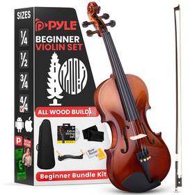 Pyle 842893130644 Full Size Beginner Violin Starter Kit Package With Travel C