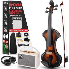 Pyle 842893165035 4/4 Silent Electric Violin With Amplifier Kit Solid Wood Fiddle 10w A