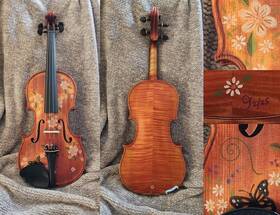 The Violin Lady Amber 002 Flowers 4/4 Handmade Finish Art And Assembly By