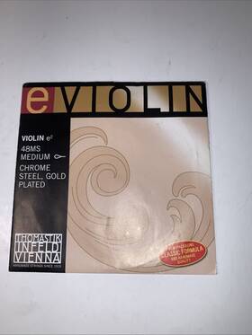 48ms Thomastik Infeld Vienna 003918106735 New Dominant Violin 4/4 Med Loop End Chrome Steel Gold Plated E2