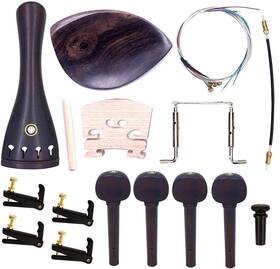 Tuoren T0669 4/4 Full Size Violin Accessories Kit Bridge Tailpiece Tuning Pegs Tunners En