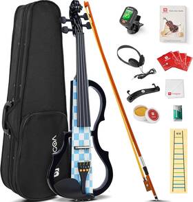 Avve-4 Vangoa Electric Violin 4/4 Silent Kit For Blue Vichy