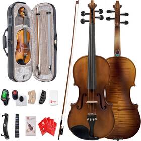 Vangoa C1000412a Violin 4/4 Full Set Size Fiddle Solid Spruce Wood Tiger Pattern For Professi