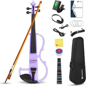 Vve-4 Vangoa Electric Violin 4/4 Full Size Silent Set For Purple