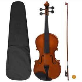70142 Vidaxl Violin Full Set With Bow And Chin Rest Dark Wood 4/4
